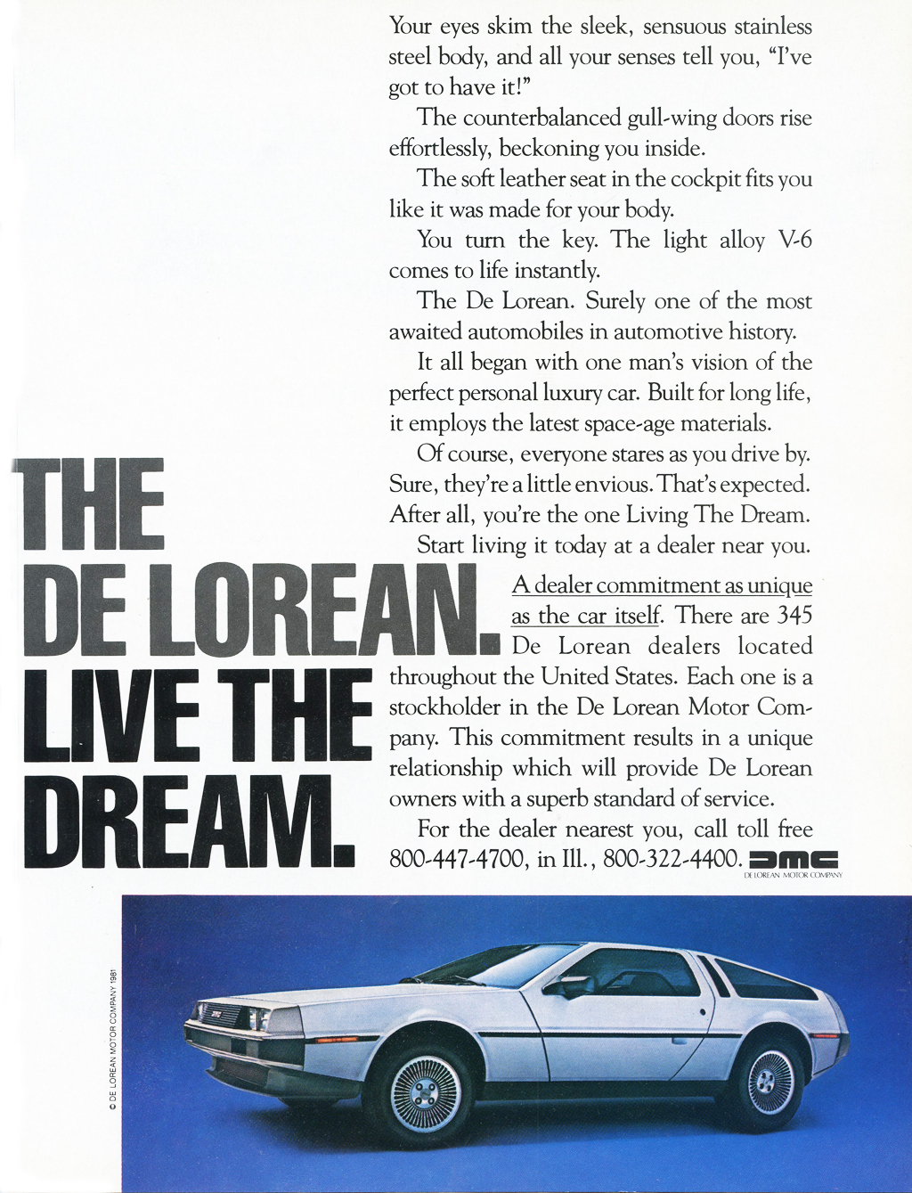 1981 DeLorean Auto Advertising